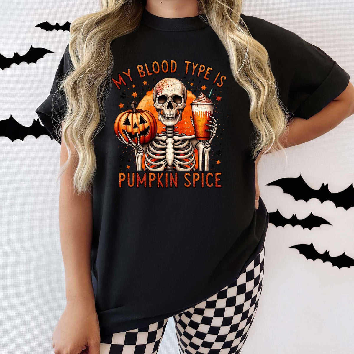 My blood type is pumpkin spice 39077 DTF transfer