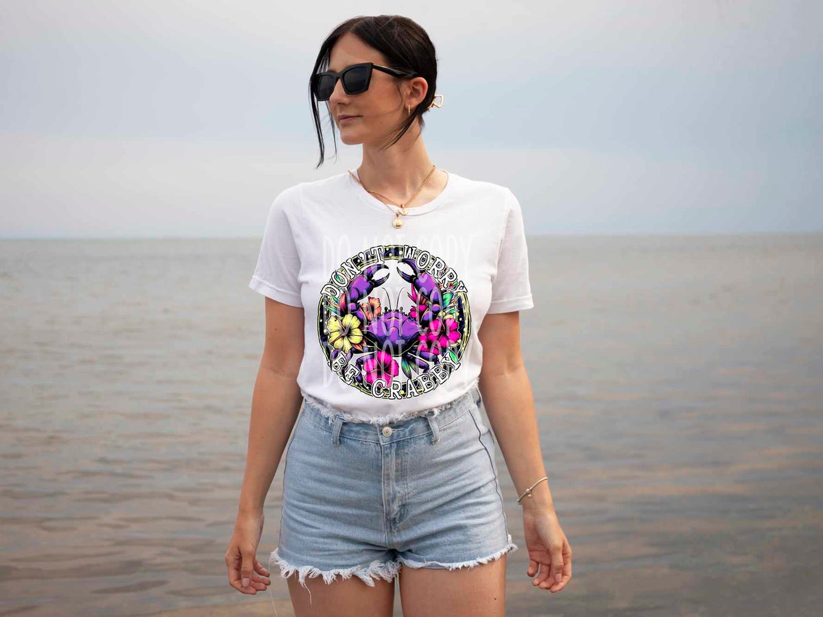 Don’t worry be crabby purple crab 27738 DTF transfer