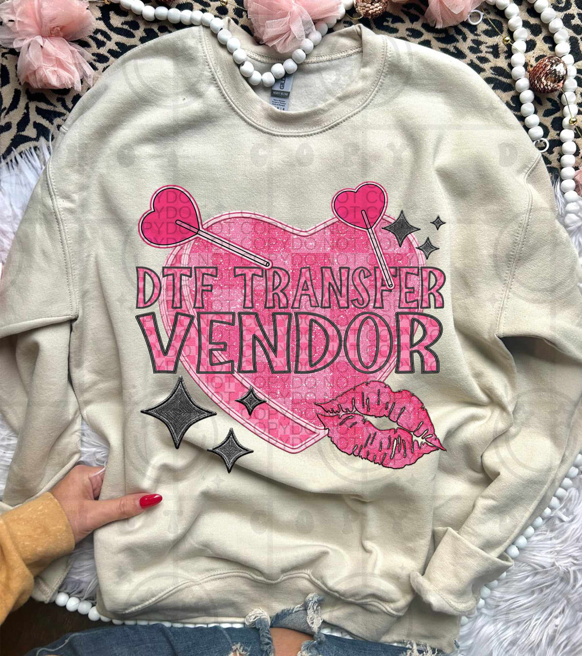 Dtf transfer vendor pink heart with suckers (HW) 75588 DTF transfer