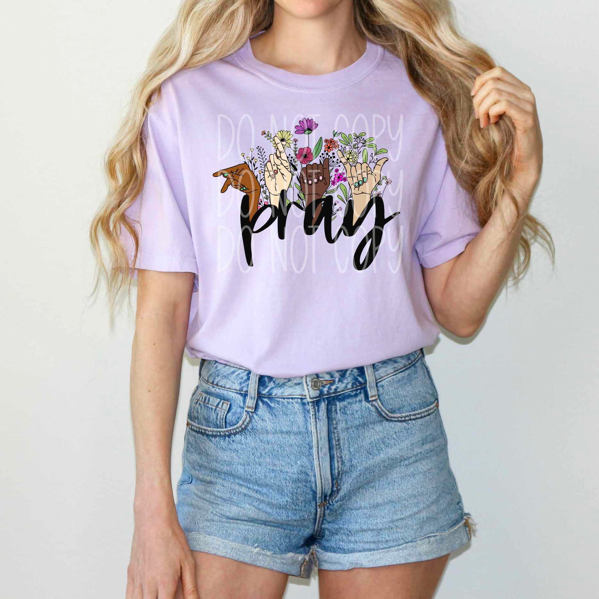 Pray ASL and flowers 27729 DTF transfer