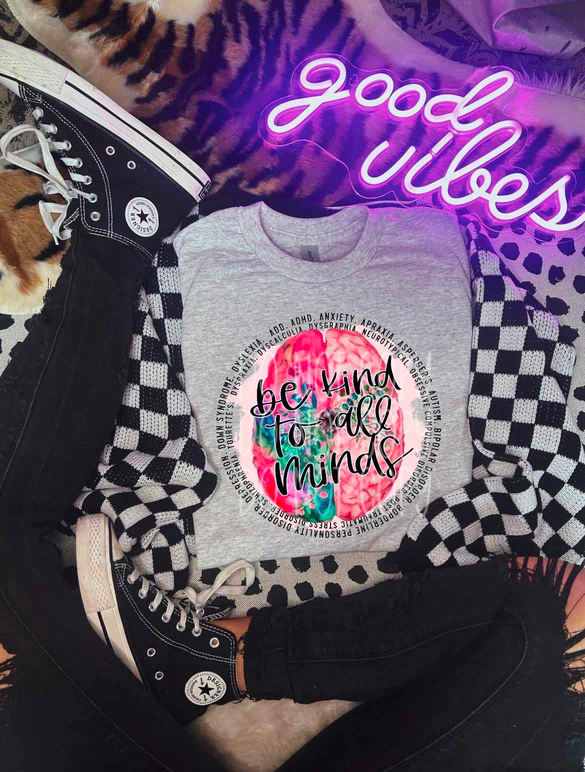 Be kind to all minds brains 27694 DTF transfer