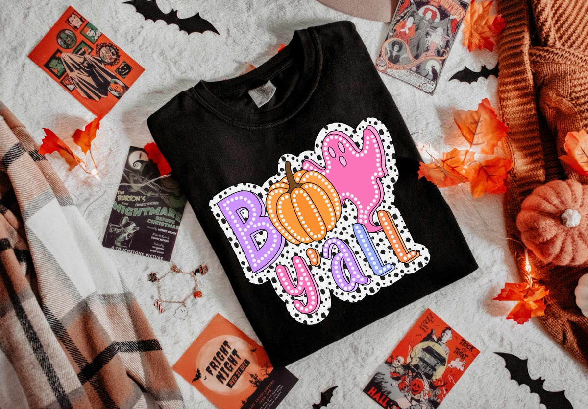 Boo y’all Dalmatian border 37902 DTF transfer