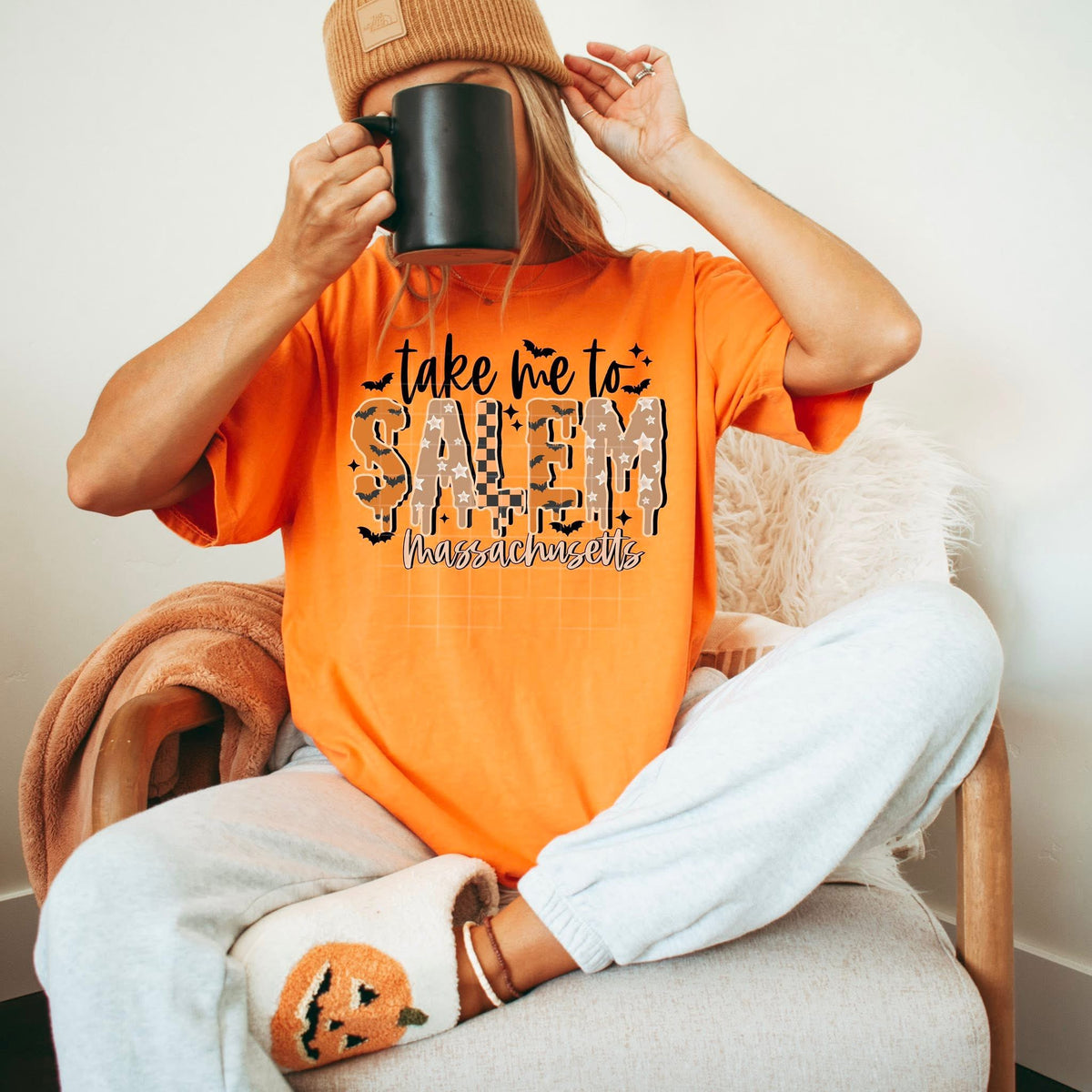 Take Me To Salem BLACK WORDS CSC DTF transfer