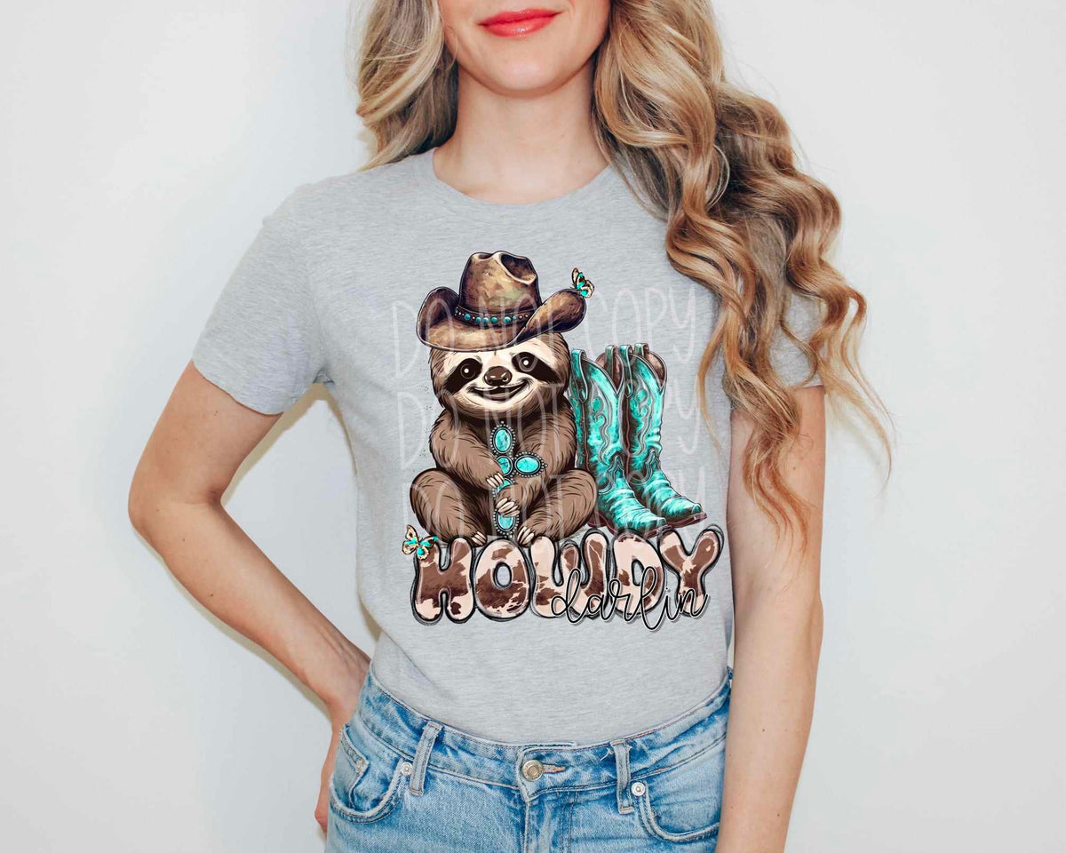 Howdy darlin sloth 27750 DTF transfer