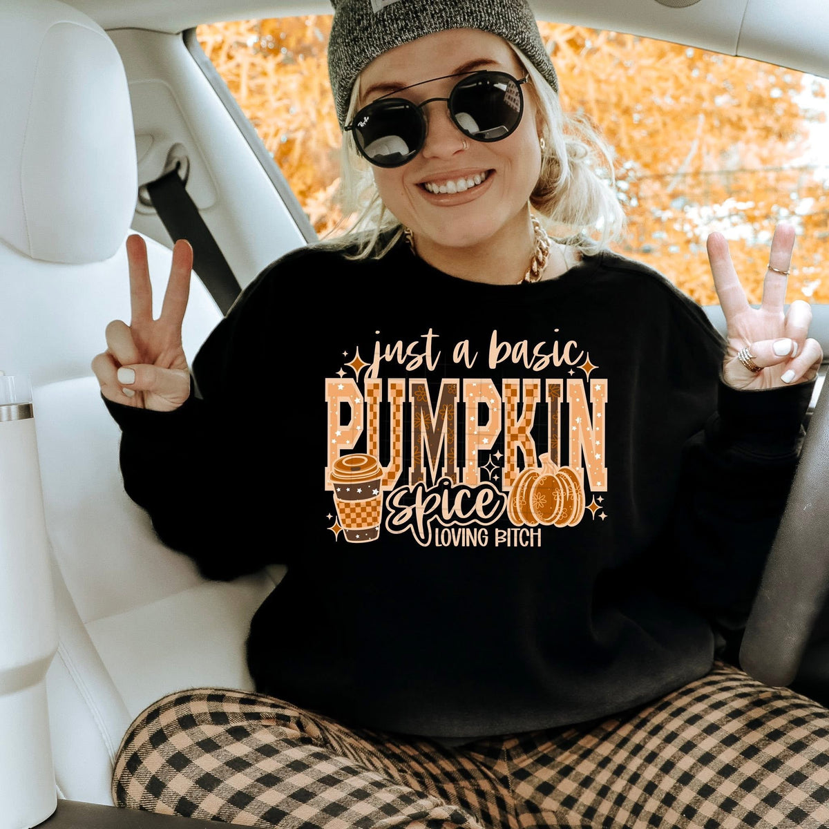 Pumpkin Spice Loving BITCH (light tan words) CSC DTF transfer