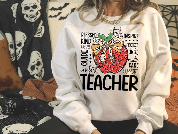 Teacher subway red leopard apple 39121 DTF transfer