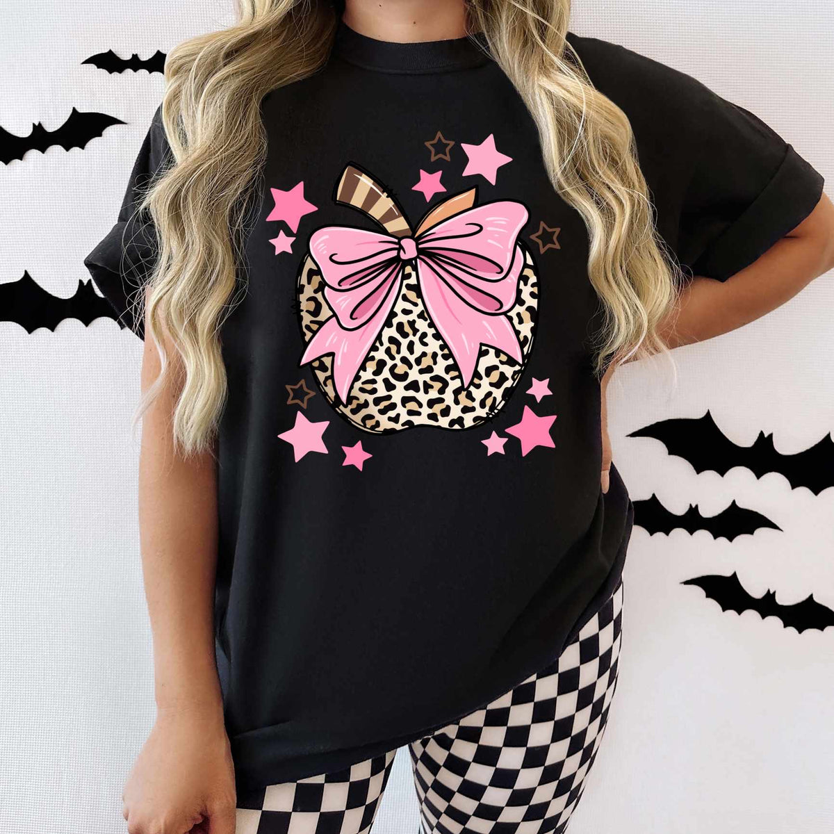 Leopard pumpkin pink bow 39068 DTF transfer