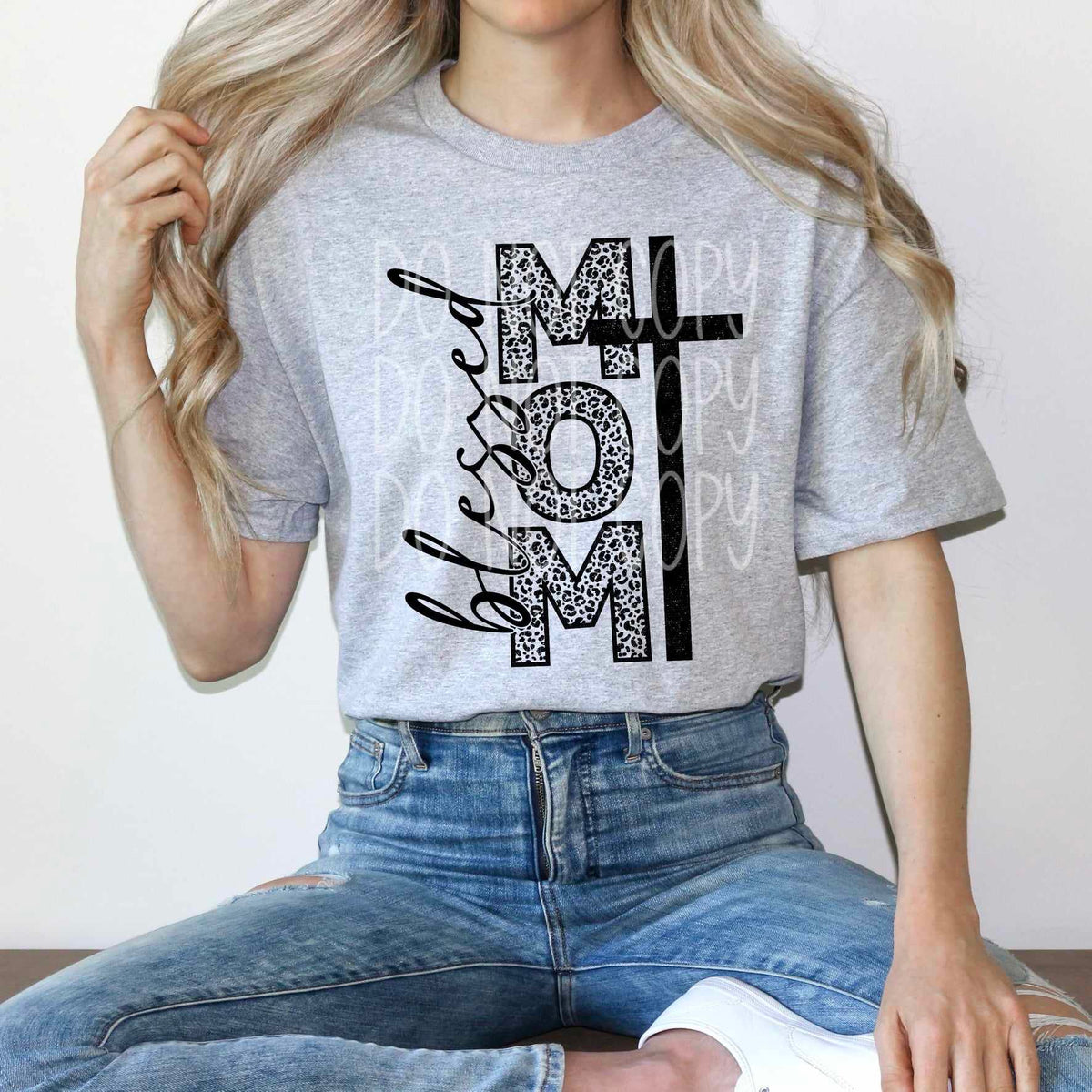 Blessed mom cross 27727 DTF transfer