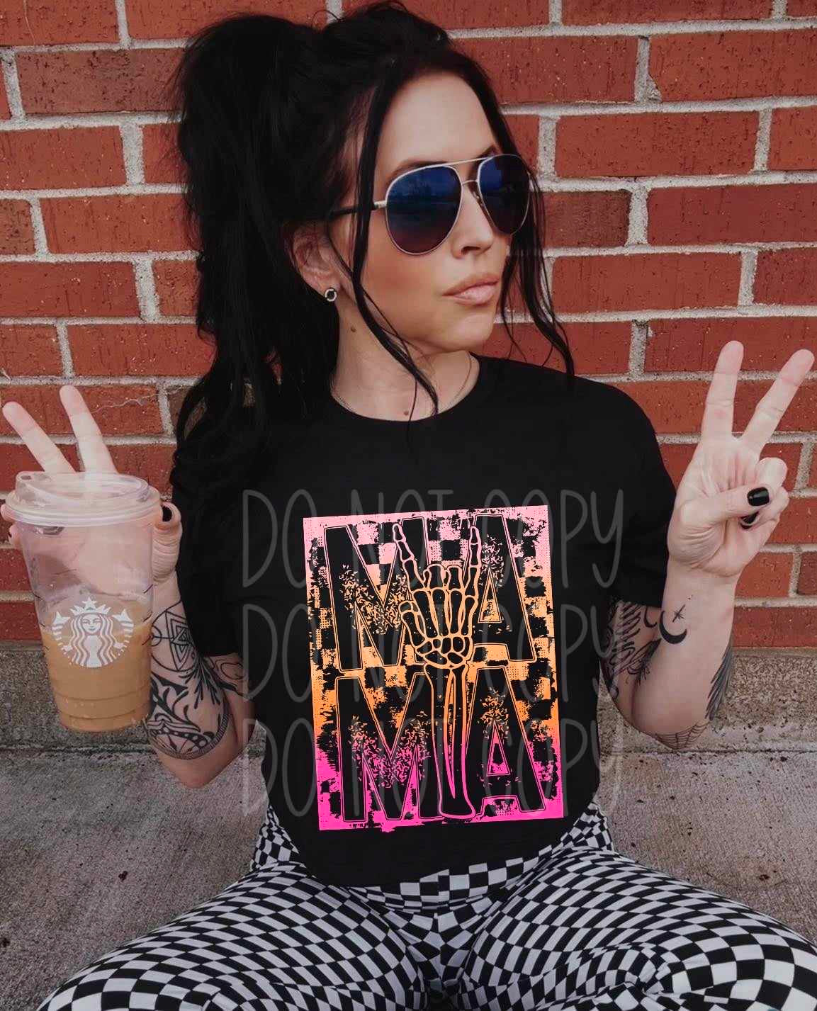 Mama pink and orange checkered 27745 DTF transfer