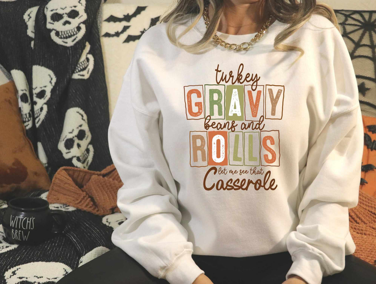 Turkey gravy beans and rolls block letters 39061 DTF transfer