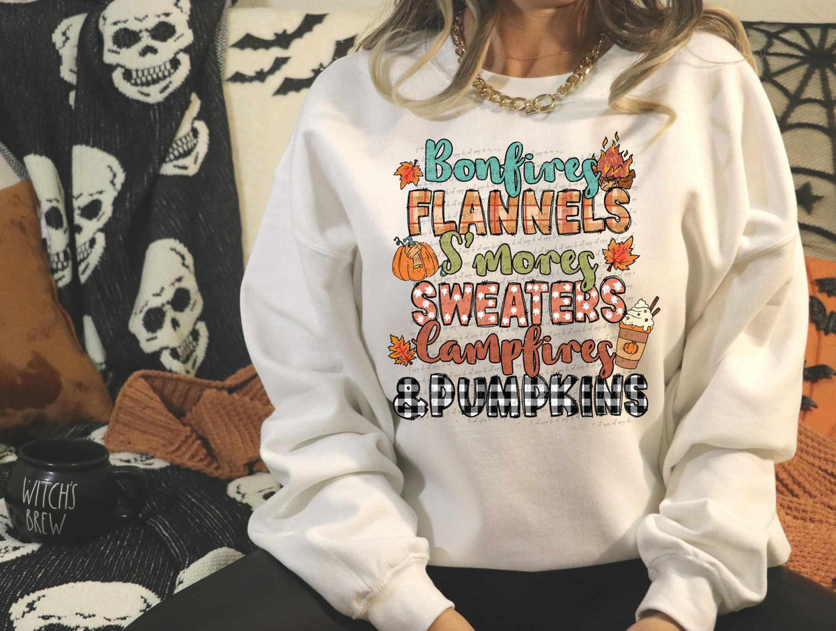 Bonfires flannels smores sweaters patterned 39056 DTF transfer