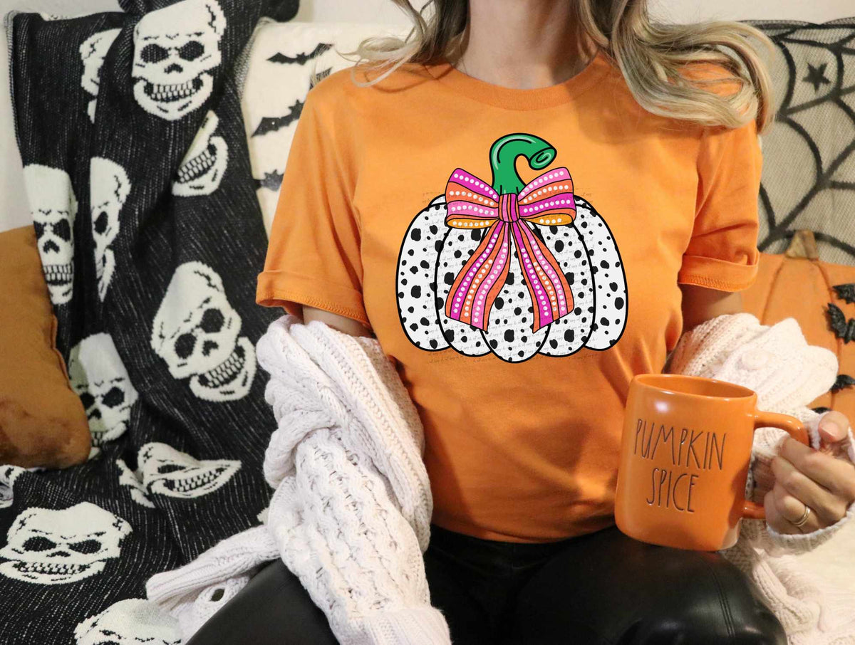 Dalmatian pumpkin with bow 39054 DTF transfer