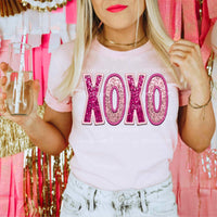 Xoxo light and dark pink sequin (mymark) 19403 DTF Transfer