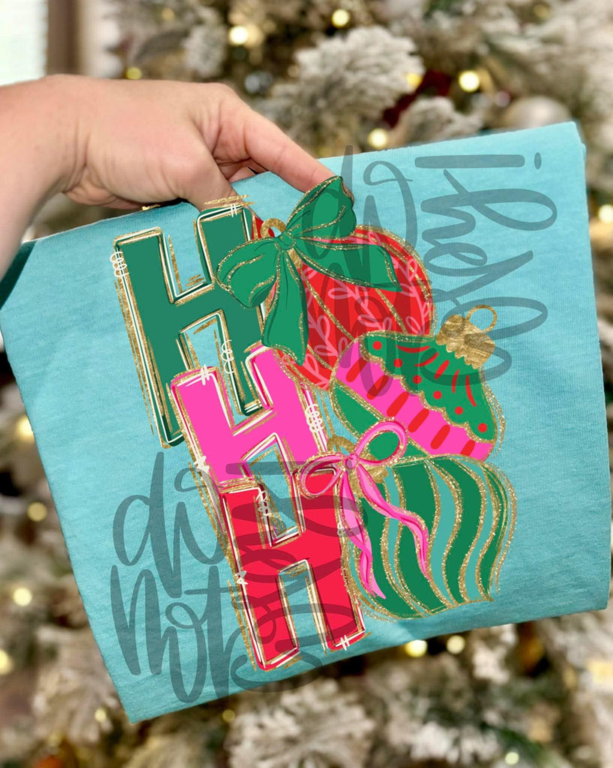 Ho Ho Ho stacked ornaments DTF transfer