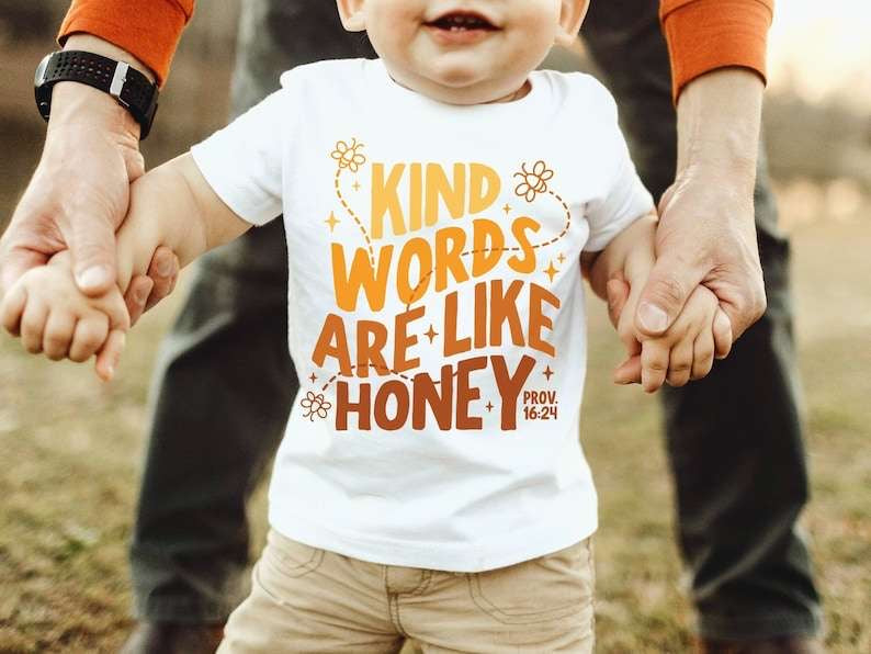 Kind words are like honey gradient font 27787 DTF transfer