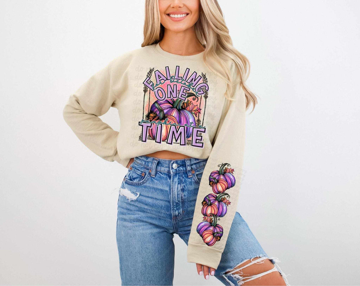 Falling for october one pumpkin at a time FRONT 37908 DTF transfer