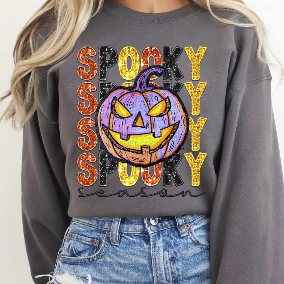 Spooky season stacked purple pumpkin 37922 DTF transfer
