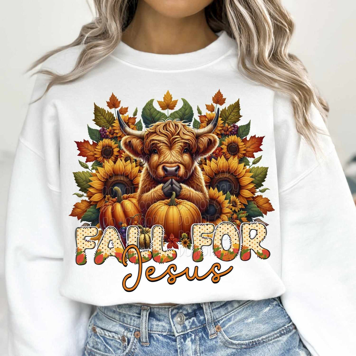 Fall for jesus shaggy cow exclusive 37920 DTF transfer