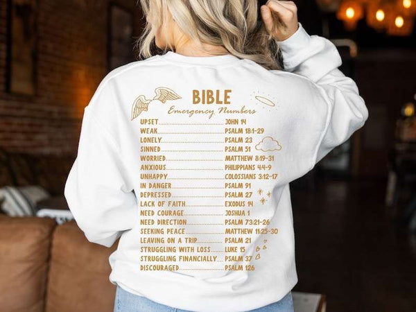 Bible emergency numbers gold font 27768 DTF transfer