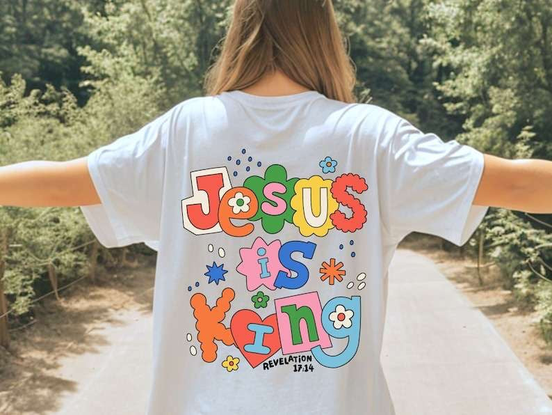 Jesus is king shaped font 27767 DTF transfer
