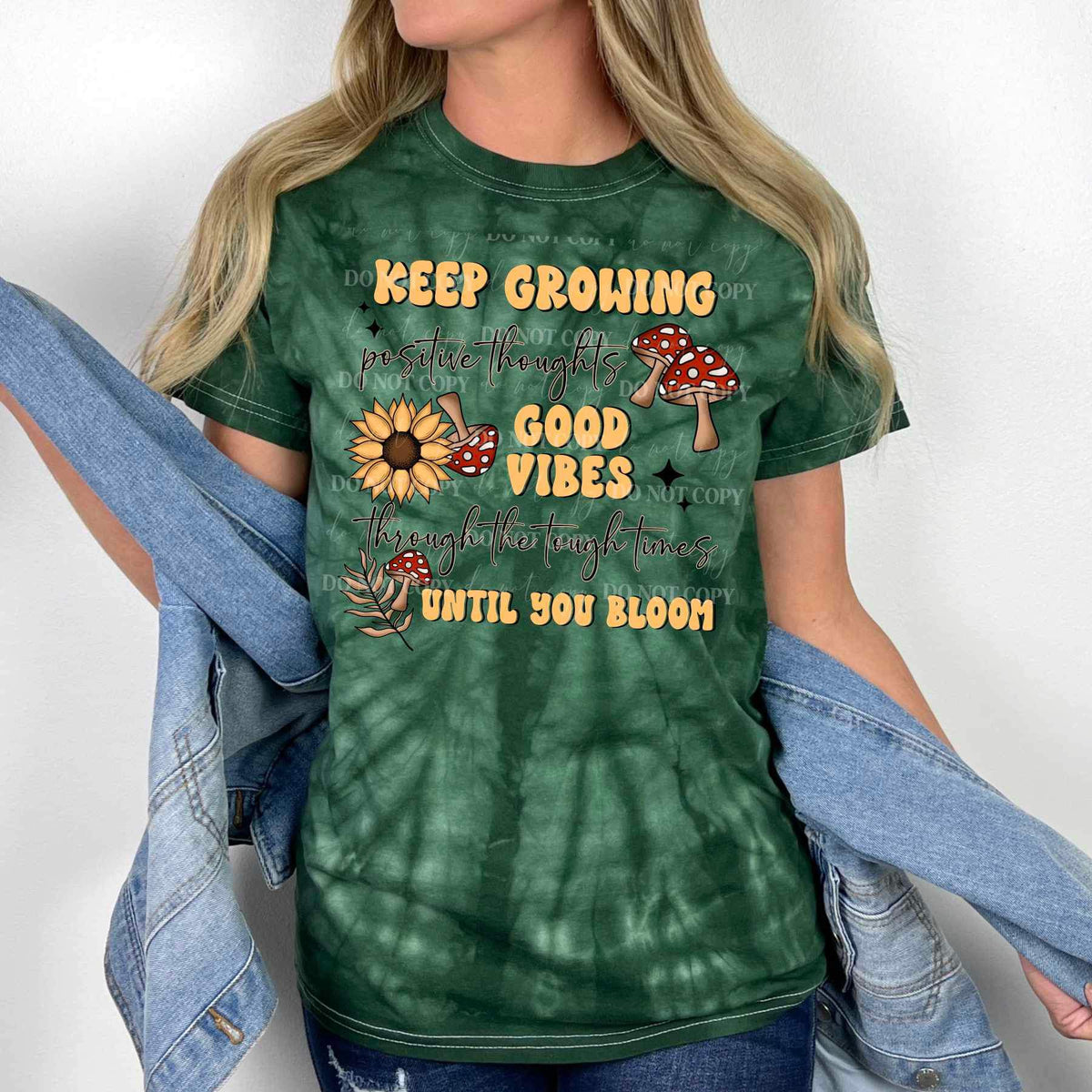 Keep growing sayings with sunflowers and mushrooms 19505 DTF Transferir
