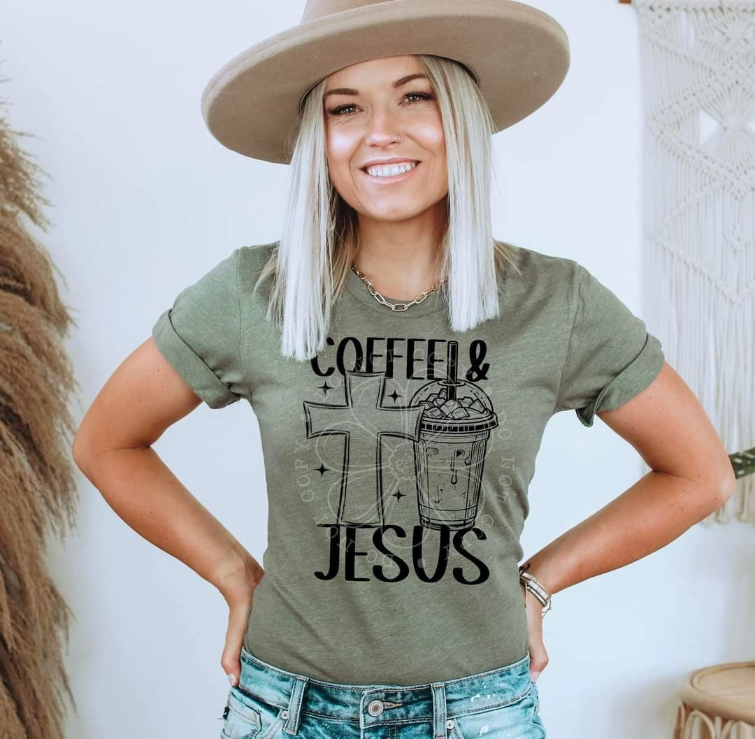 Coffee & jesus black (FDC) 37932 DTF transfer