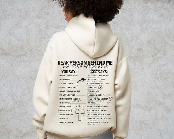 Dear person behind me you say god says BLACK 27755 DTF transfer