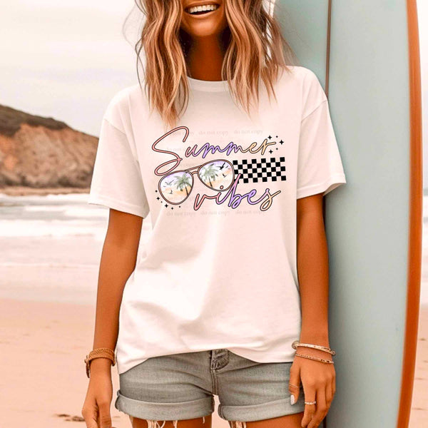 Summer vibes shades and pastel font (CSC) 27800 DTF transfer