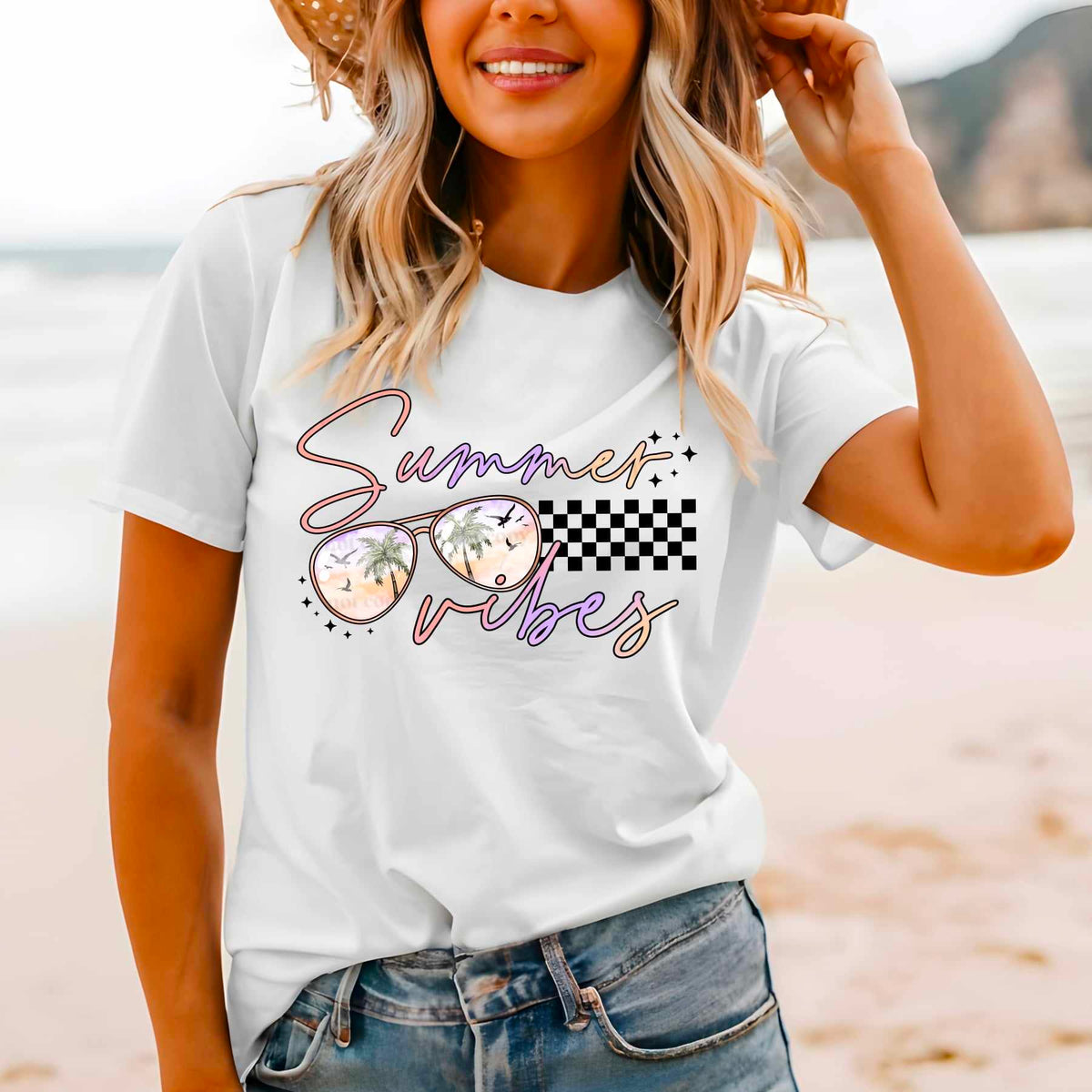 Summer vibes shades and pastel font (CSC) 27800 DTF transfer
