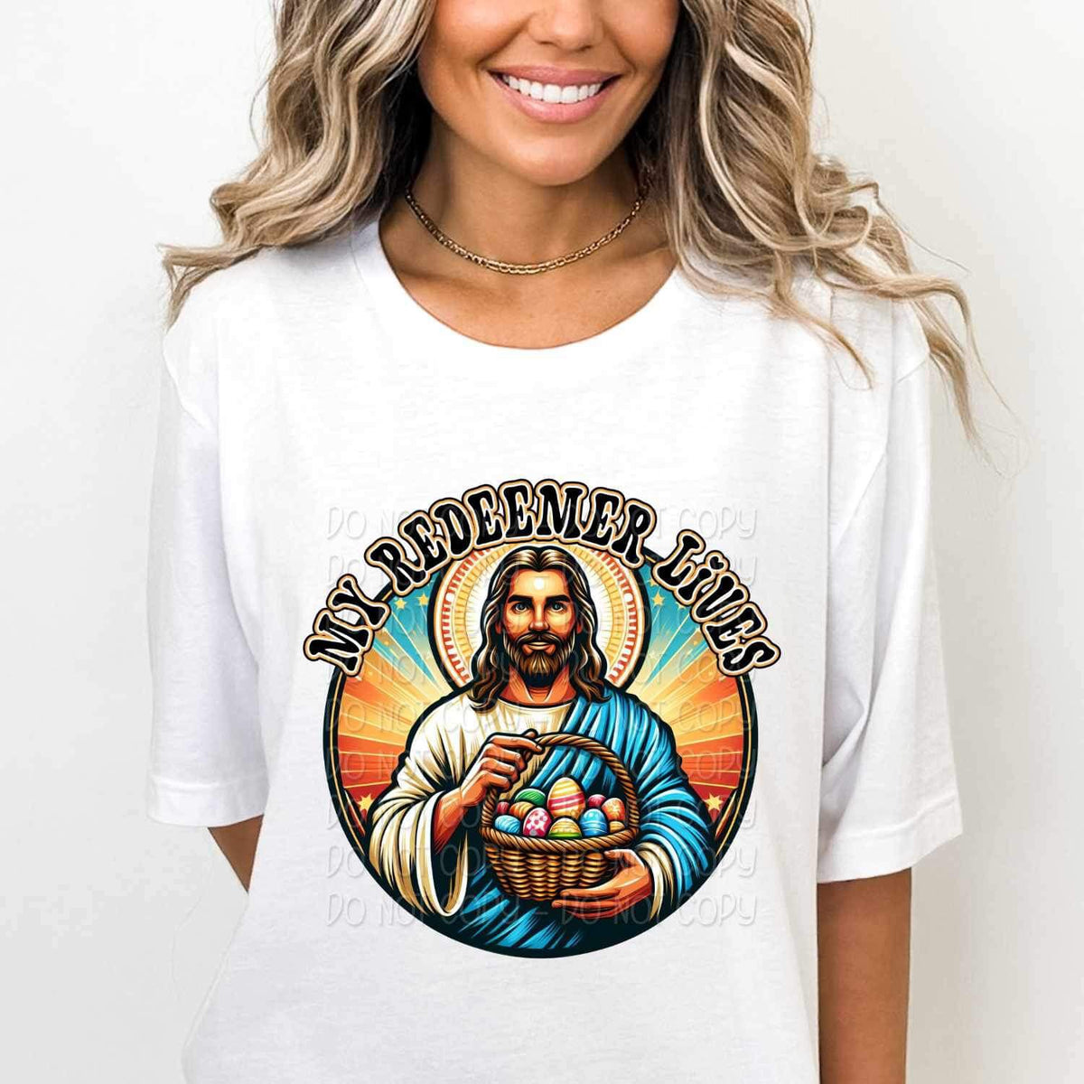 My redeemer lives jesus with easter basket 19561 DTF Transfer