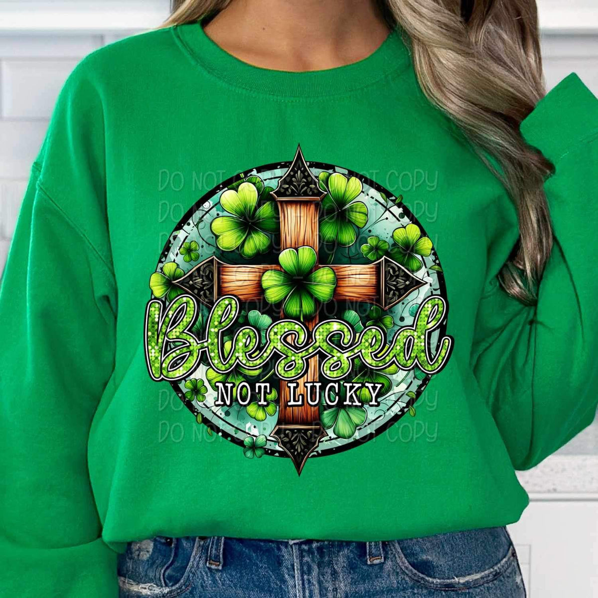 Blessed not lucky clovers and cross 19560 DTF Transfer