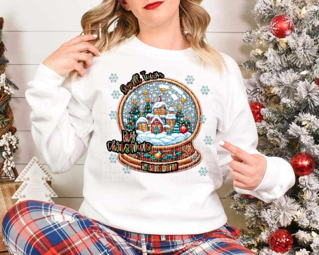 Small town big Christmas snow globe (caplinger) 60529 DTF transfer
