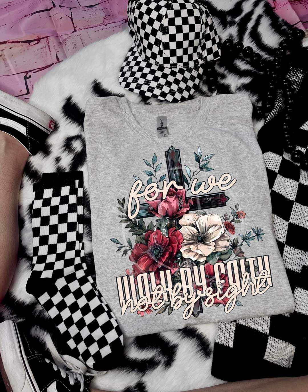 For we walk by faith not by sight cross (LYTTLE) 27838 DTF transfer