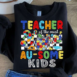 Teacher of au-some kids white checkered 27880 DTF transfer