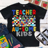 Teacher of au-some kids white checkered 27880 DTF transfer