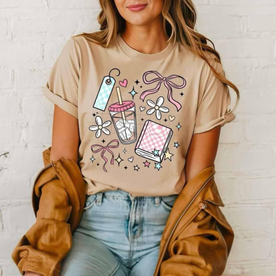 Coffee and book collage COLOR (CSC) 98925 DTF transfer