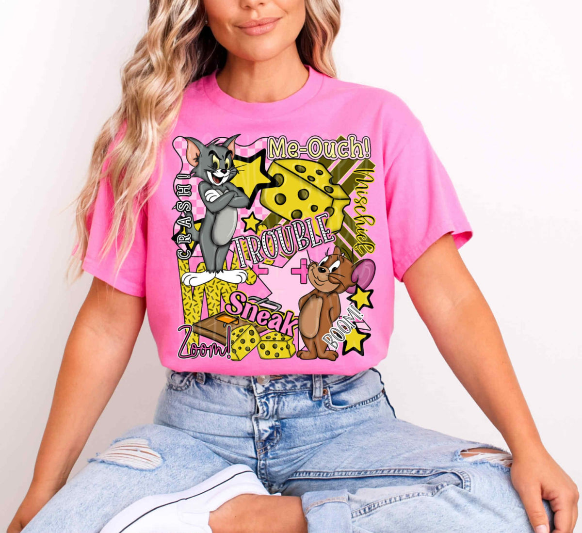 Cat Mouse and Cheese Collage EXCLUSIVE DTF transfer