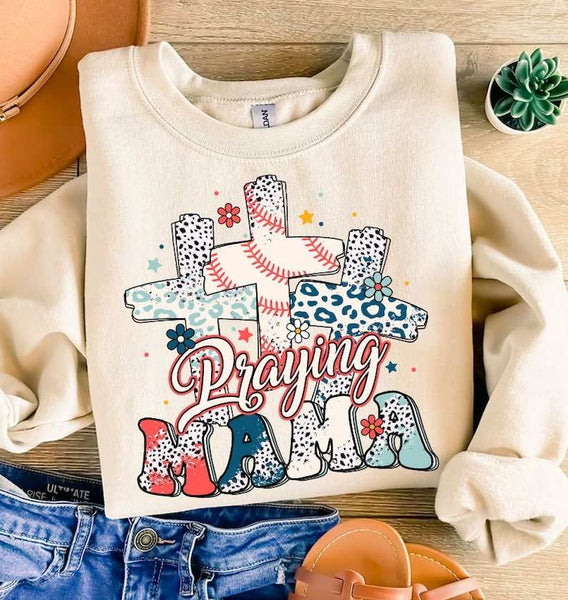 Praying mama baseball cross 27897 DTF transfers