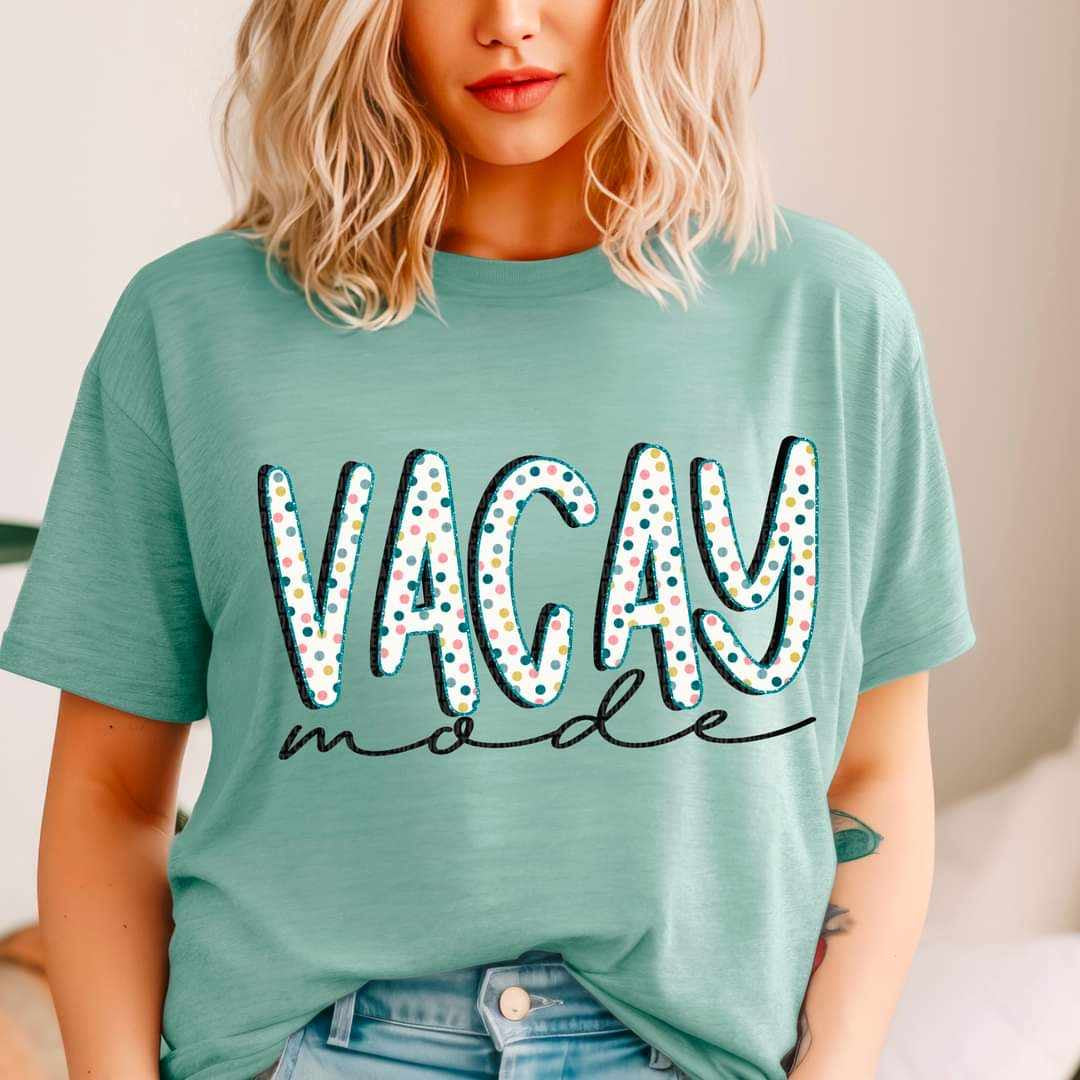 Vacay mode polka fot font 27904 DTF transfer