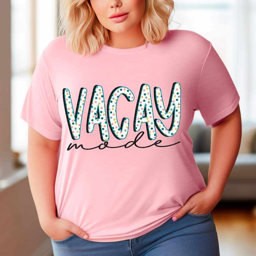 Vacay mode polka fot font 27904 DTF transfer
