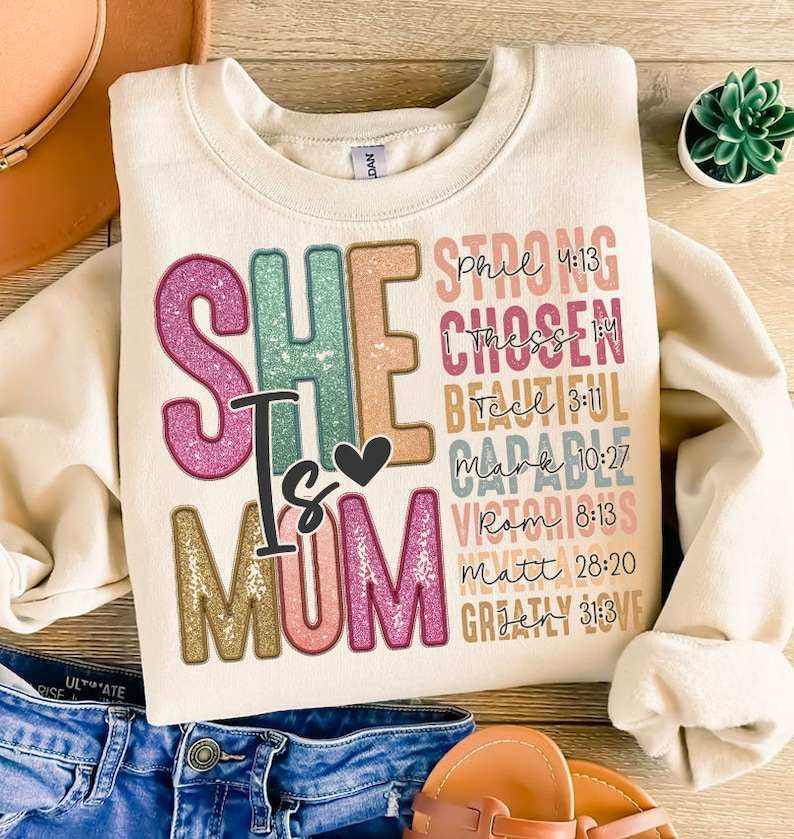 She is mom muted glitter 27884 DTF transfer