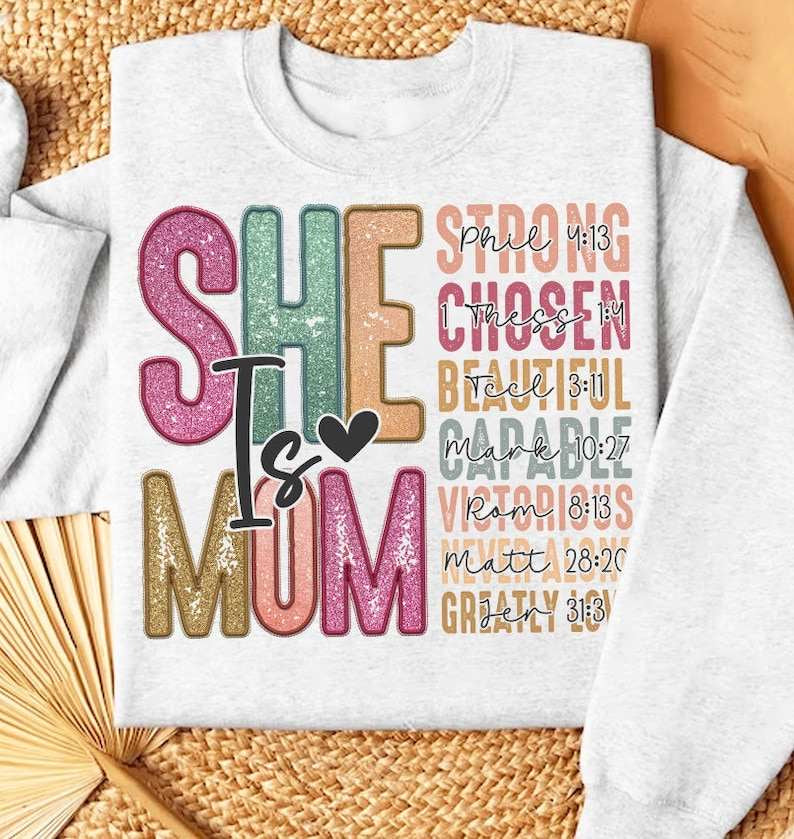 She is mom muted glitter 27884 DTF transfer