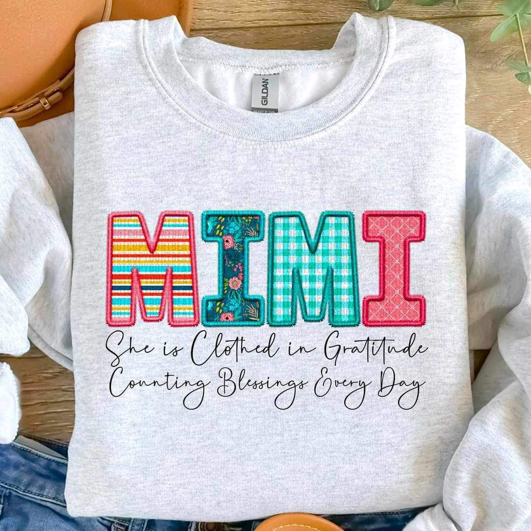 Mimi she is clothed patterned faux embroidery (SDD) 19600 DTF Transfer