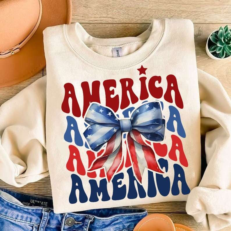 America stacked with bow 27908 DTF transfer