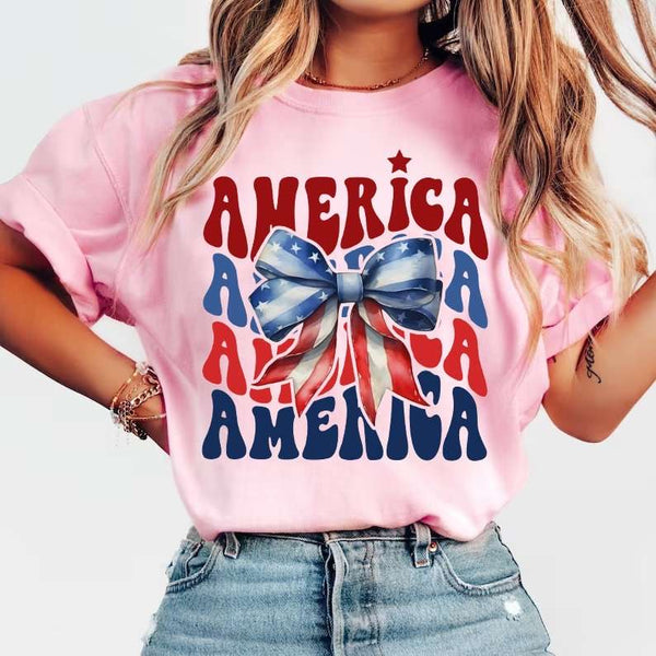 America stacked with bow 27908 DTF transfer