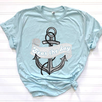 Seas the day anchor white banner (CITY) 39265 DTF transfer