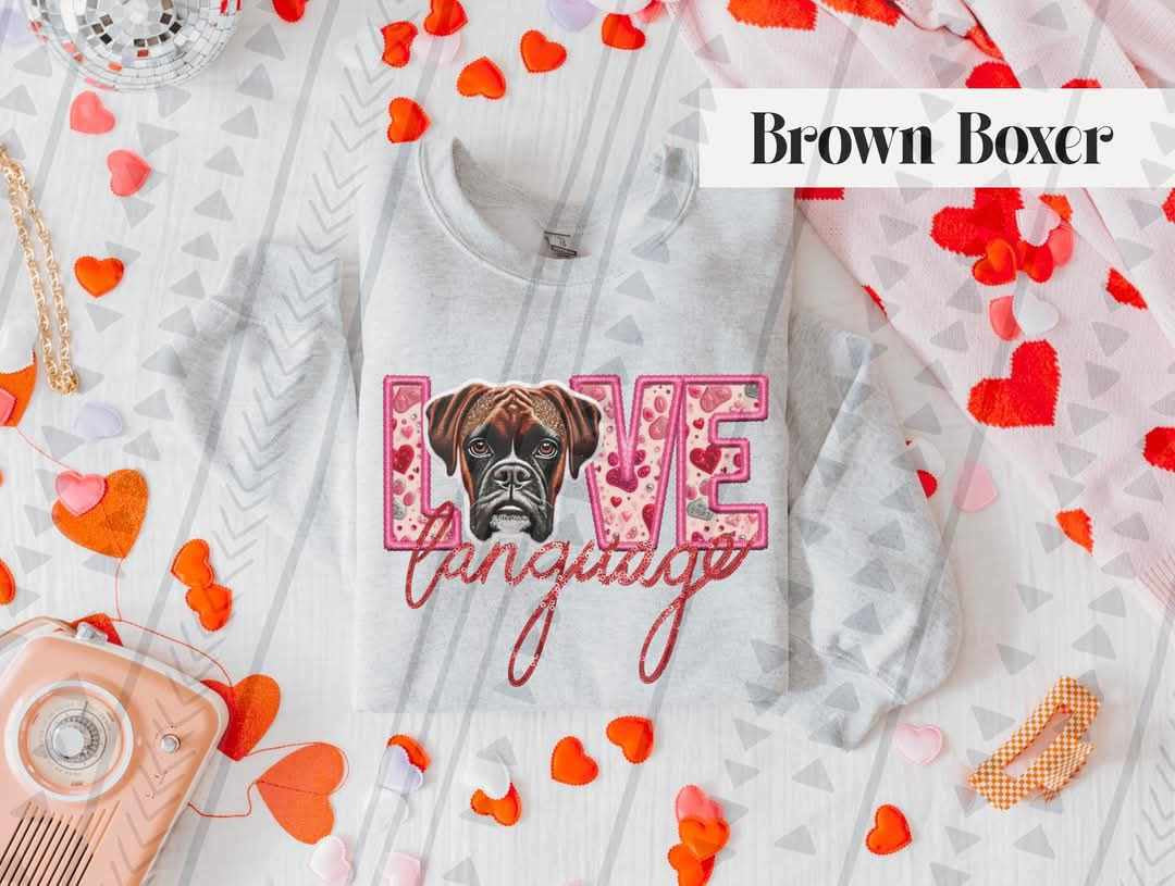 Love language brown boxer 75831 DTF transfer