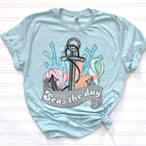 Seas the day anchor and ocean items GREY banner (CITY) 39264 DTF transfer