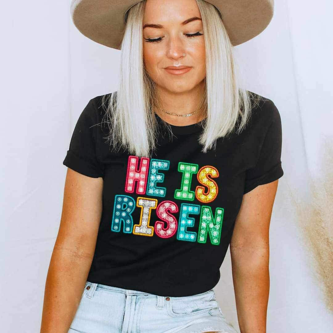 He is risen patterned faux embroidery (SDD) 19609 DTF Transfer