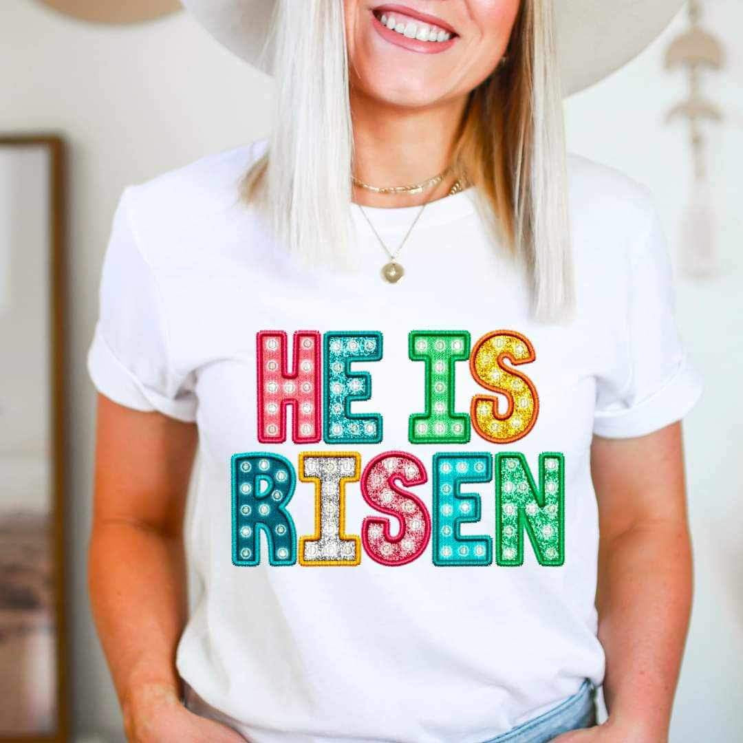He is risen patterned faux embroidery (SDD) 19609 DTF Transfer